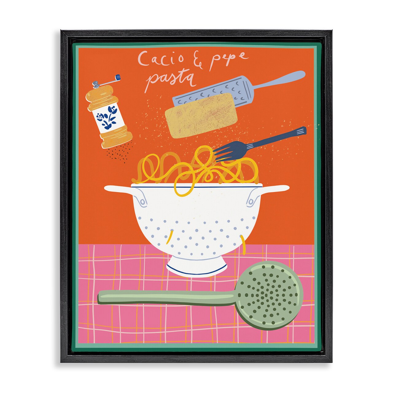 Stupell Industries Retro Italian Pasta Meal Floater Framed Canvas Wall Art Design by Jo Reid